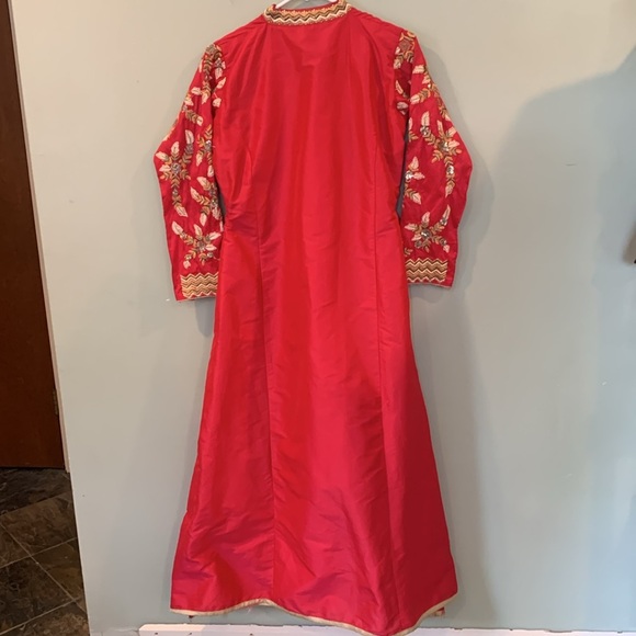 Hot Pink Indian Kaftan Embroidered and Sequined Long Dress Approx Women’s Medium - Picture 7 of 8